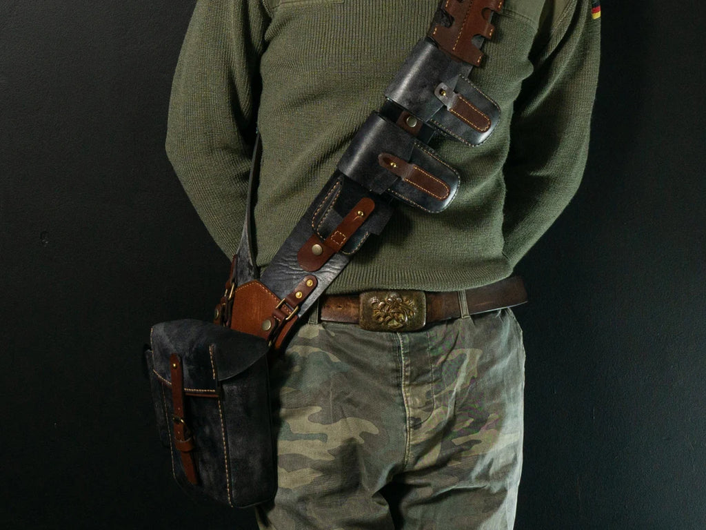 Steampunk Leather Bandolier Gray