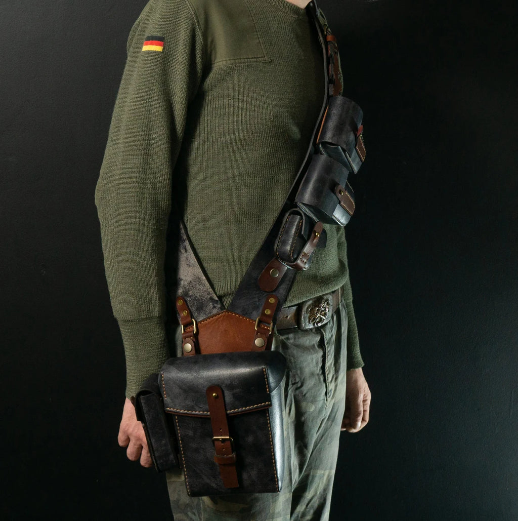 Steampunk Leather Bandolier Gray