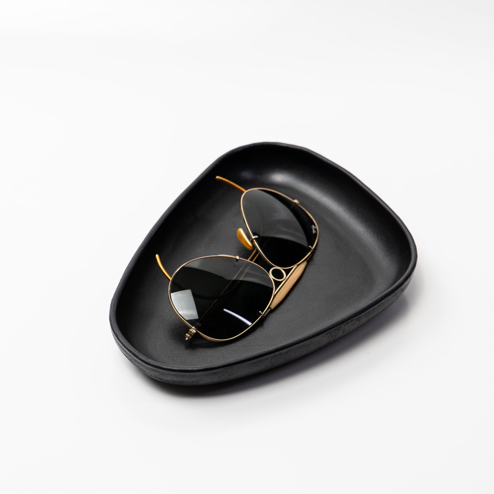 Black Leather Valet Tray | 3D Molded Italian Leather Catchall