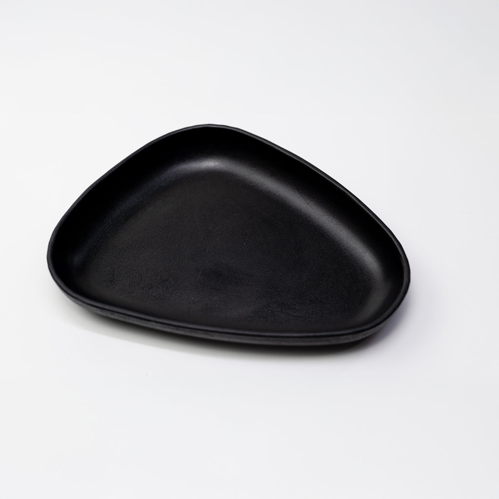 Black Leather Valet Tray | 3D Molded Italian Leather Catchall
