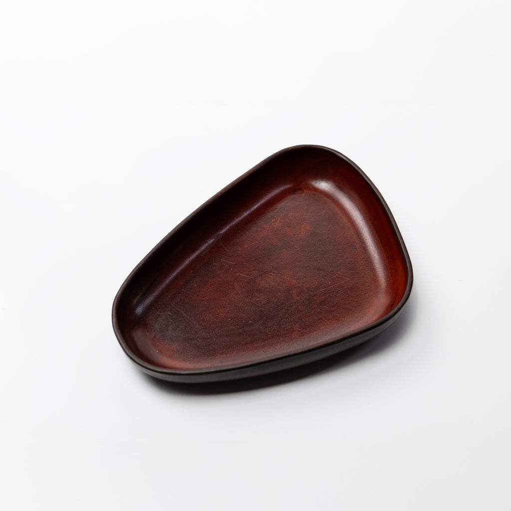 Mahogany Leather Valet Tray | 3D Molded Italian Leather Catchall