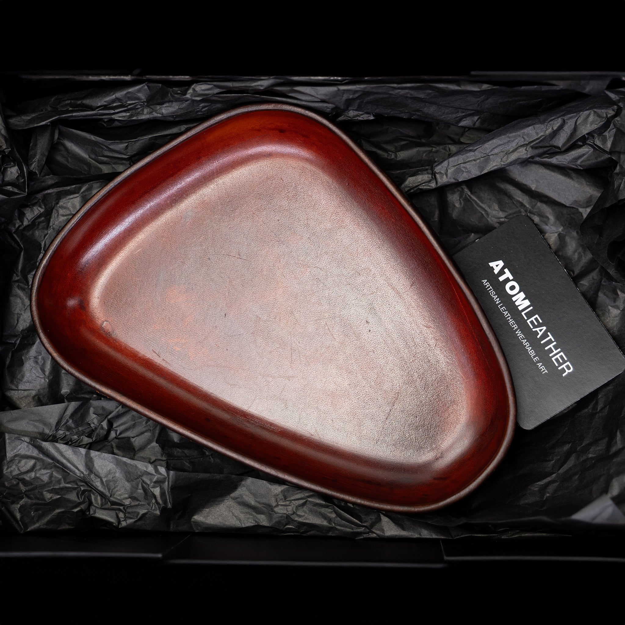 Mahogany Leather Valet Tray | 3D Molded Italian Leather Catchall