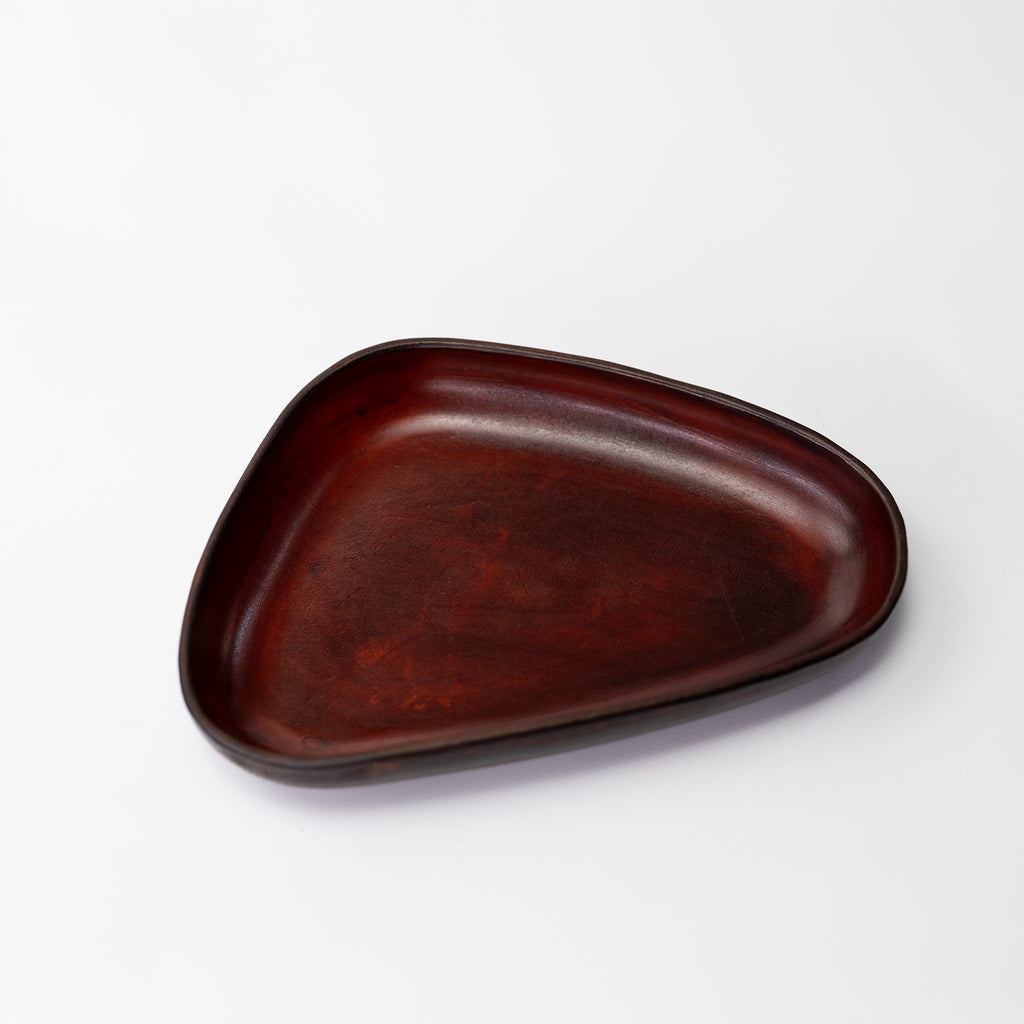 Mahogany Leather Valet Tray | 3D Molded Italian Leather Catchall