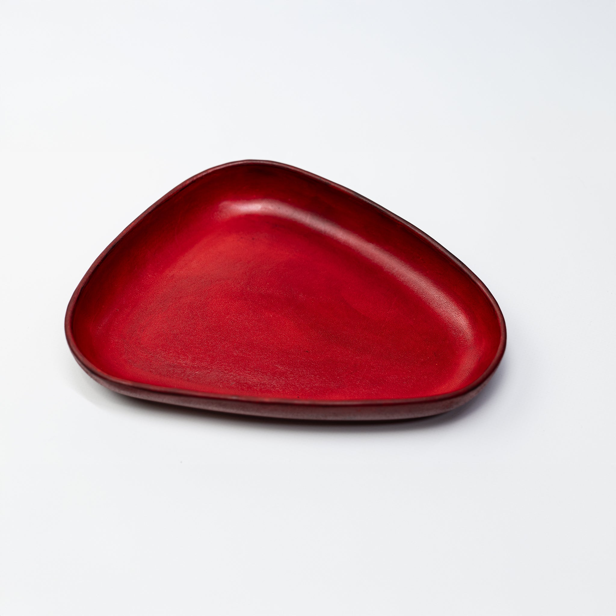 Red Leather Valet Tray | 3D Molded Italian Leather Catchall