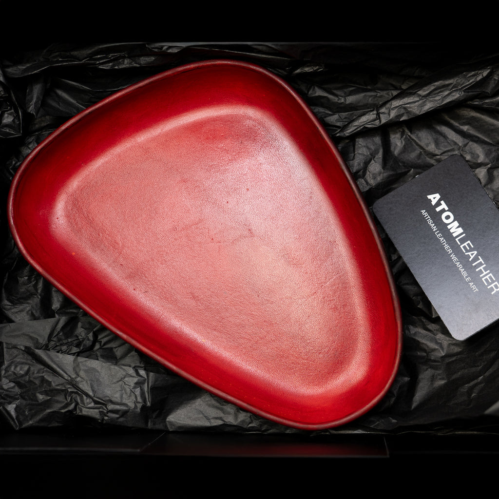 Red Leather Valet Tray | 3D Molded Italian Leather Catchall