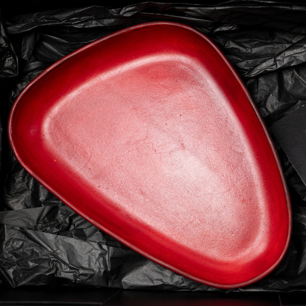 Red Leather Valet Tray | 3D Molded Italian Leather Catchall