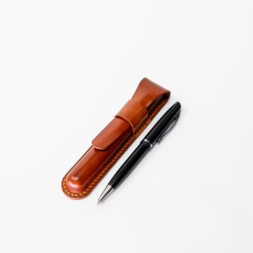 Saddle Tan Leather Pen Case – 3D Molded