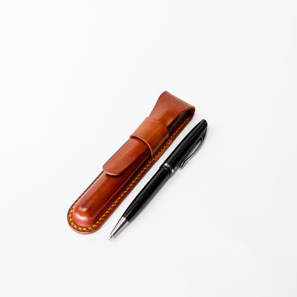 Saddle Tan Leather Pen Case – 3D Molded