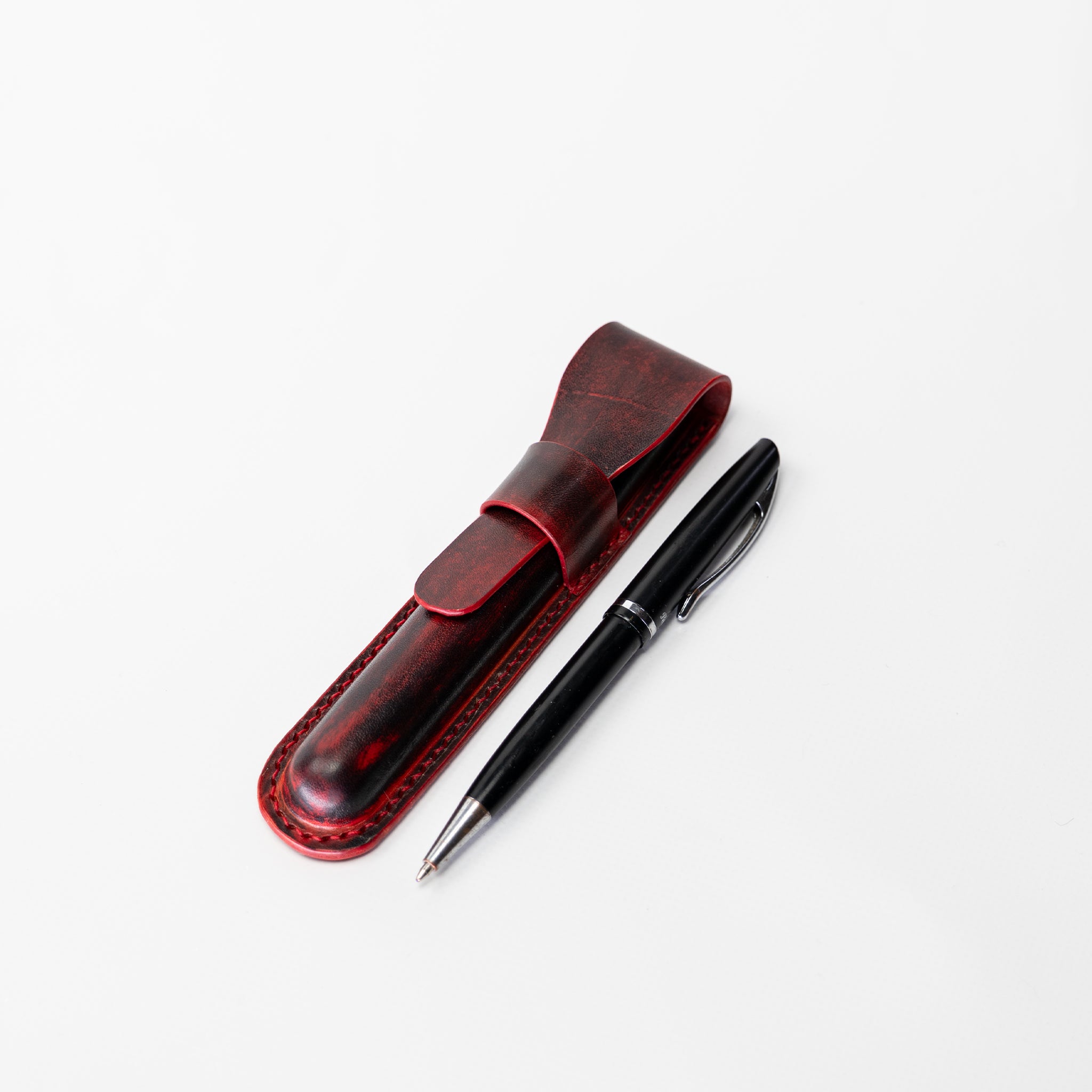 Burgundy Leather Pen Case – 3D Molded