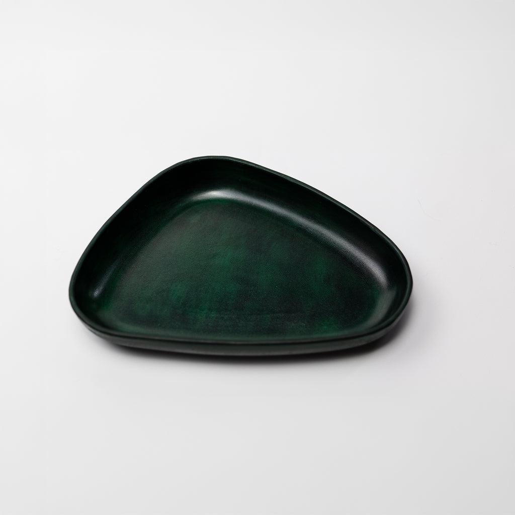 Green Leather Valet Tray | 3D Molded Italian Leather Catchall
