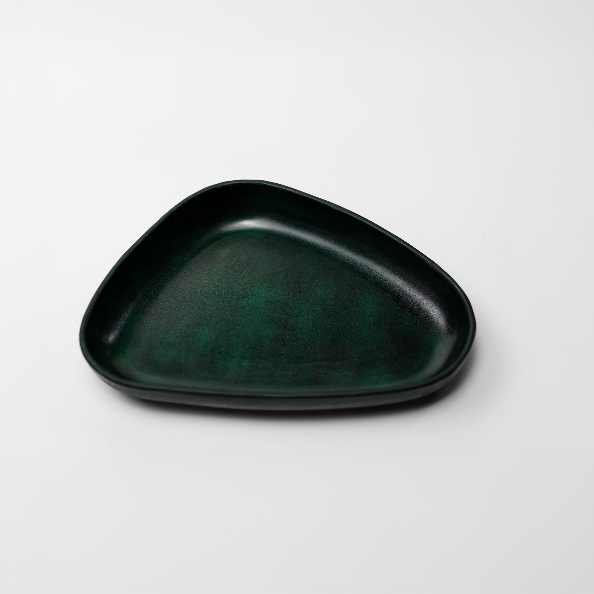 Green Leather Valet Tray | 3D Molded Italian Leather Catchall