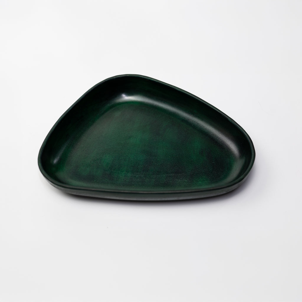 Green Leather Valet Tray | 3D Molded Italian Leather Catchall