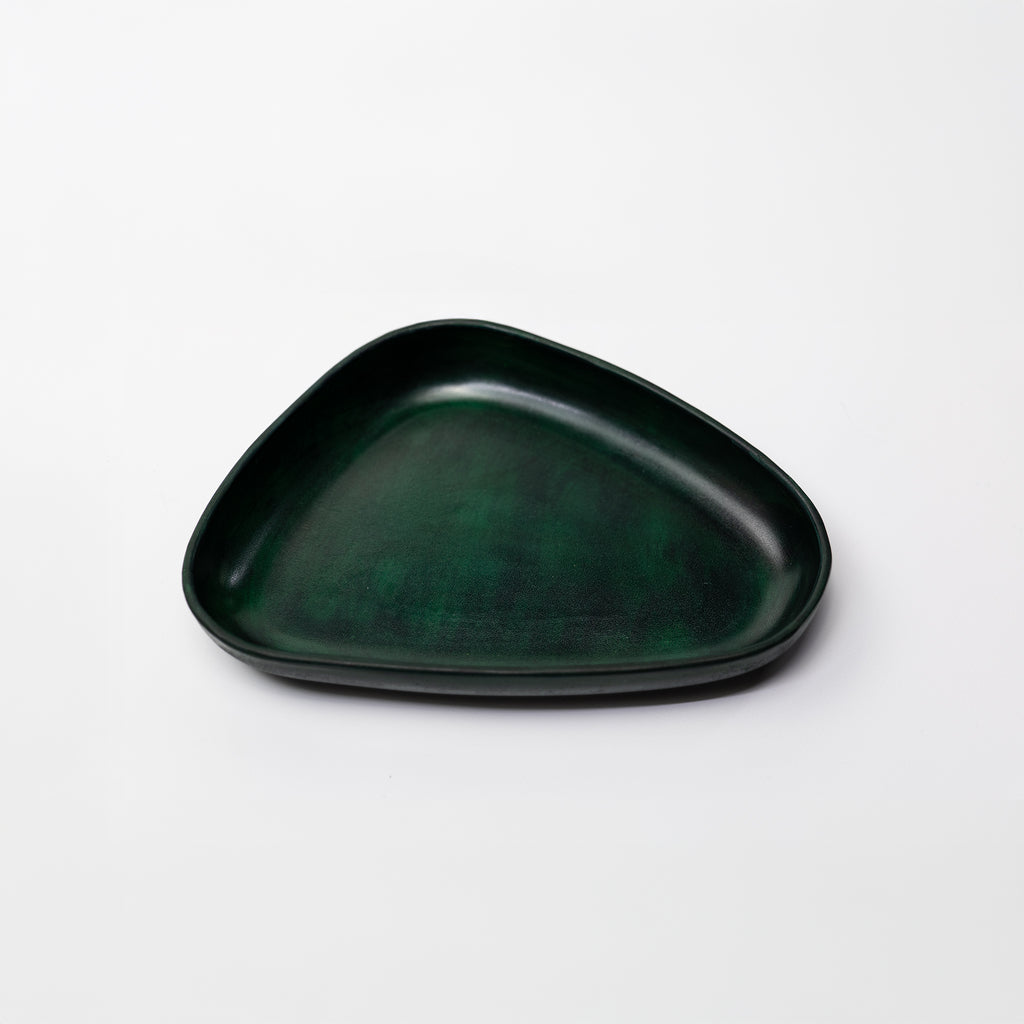 Green Leather Valet Tray | 3D Molded Italian Leather Catchall