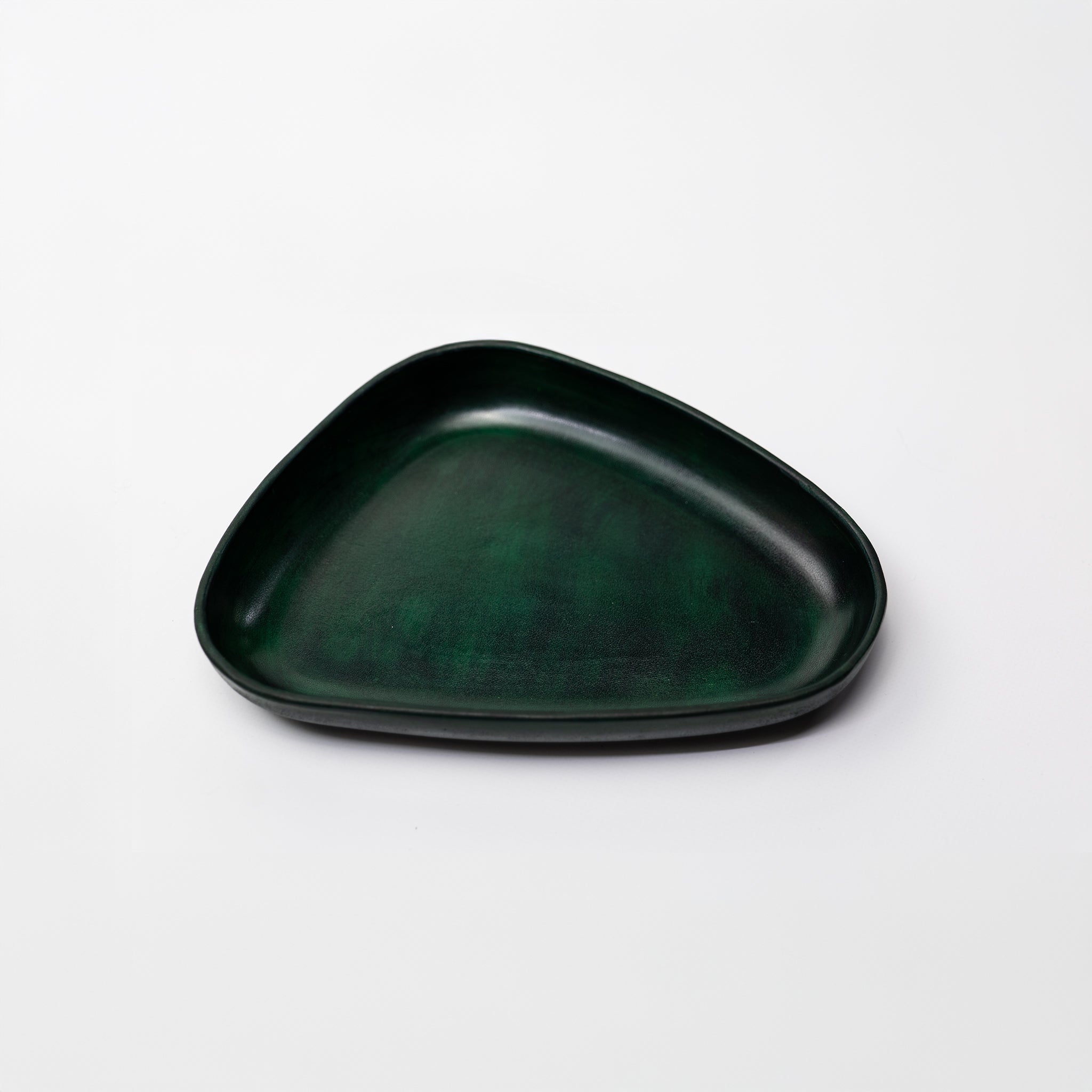 Green Leather Valet Tray | 3D Molded Italian Leather Catchall
