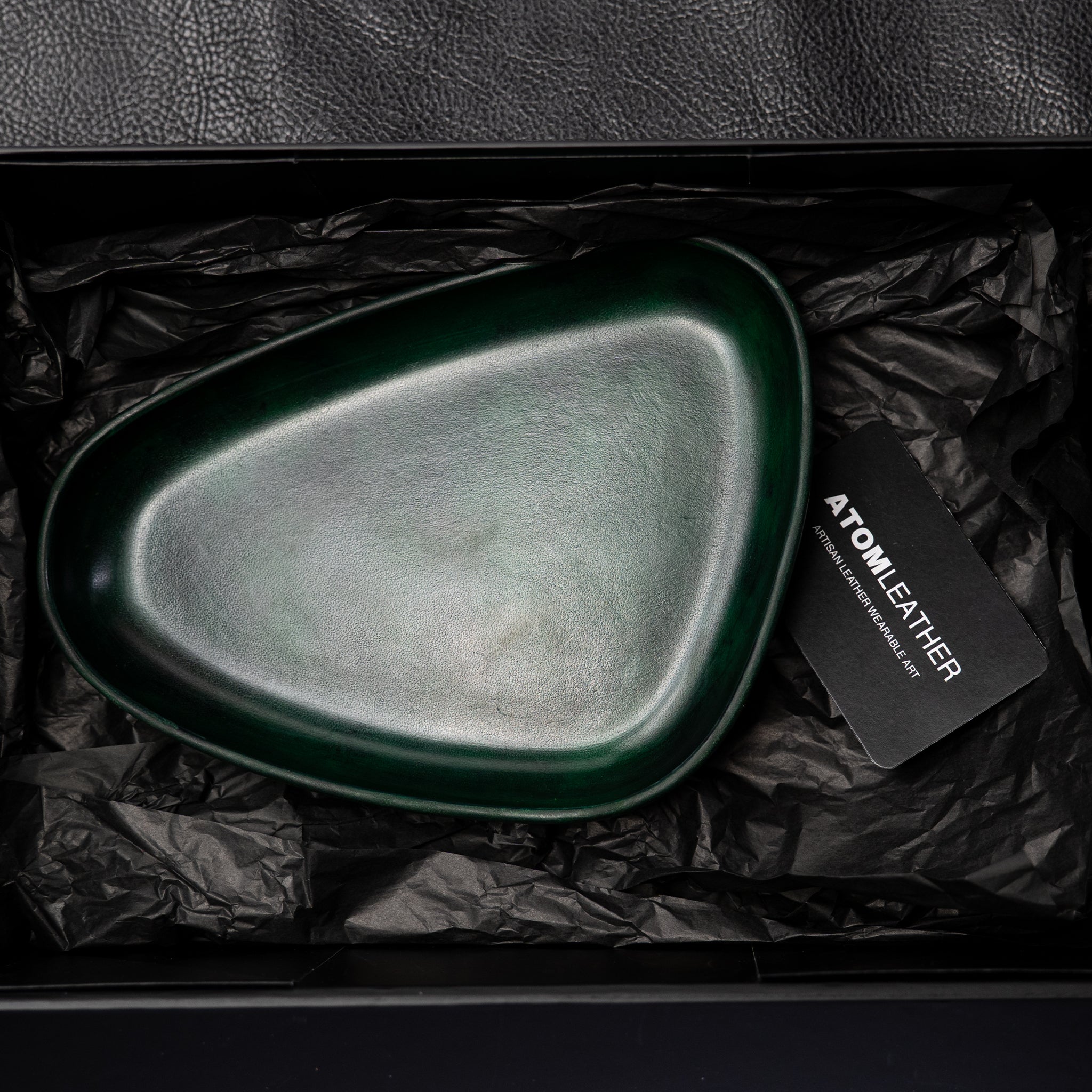 Green Leather Valet Tray | 3D Molded Italian Leather Catchall