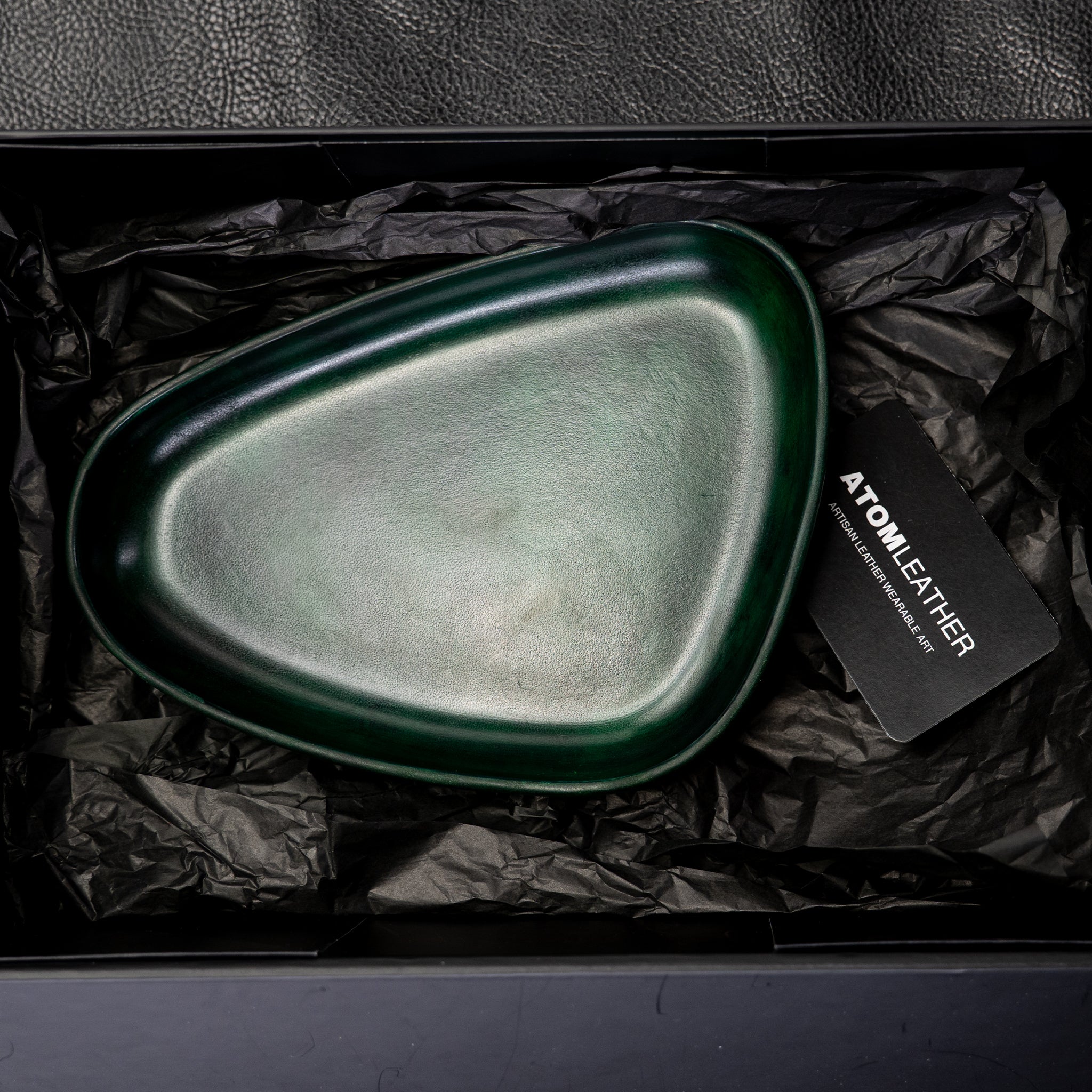Green Leather Valet Tray | 3D Molded Italian Leather Catchall