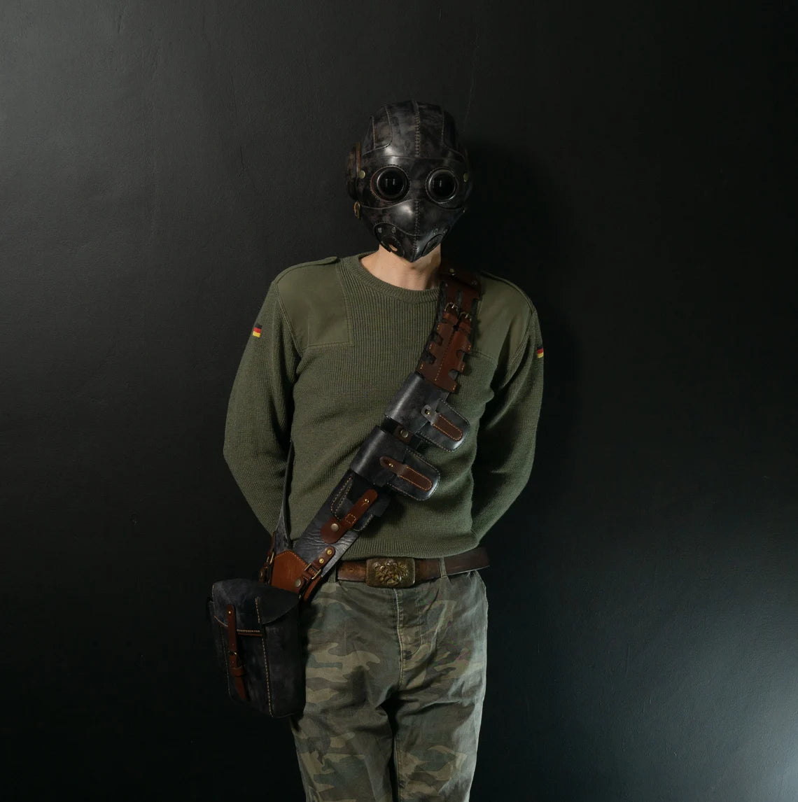 Steampunk Leather Bandolier Gray