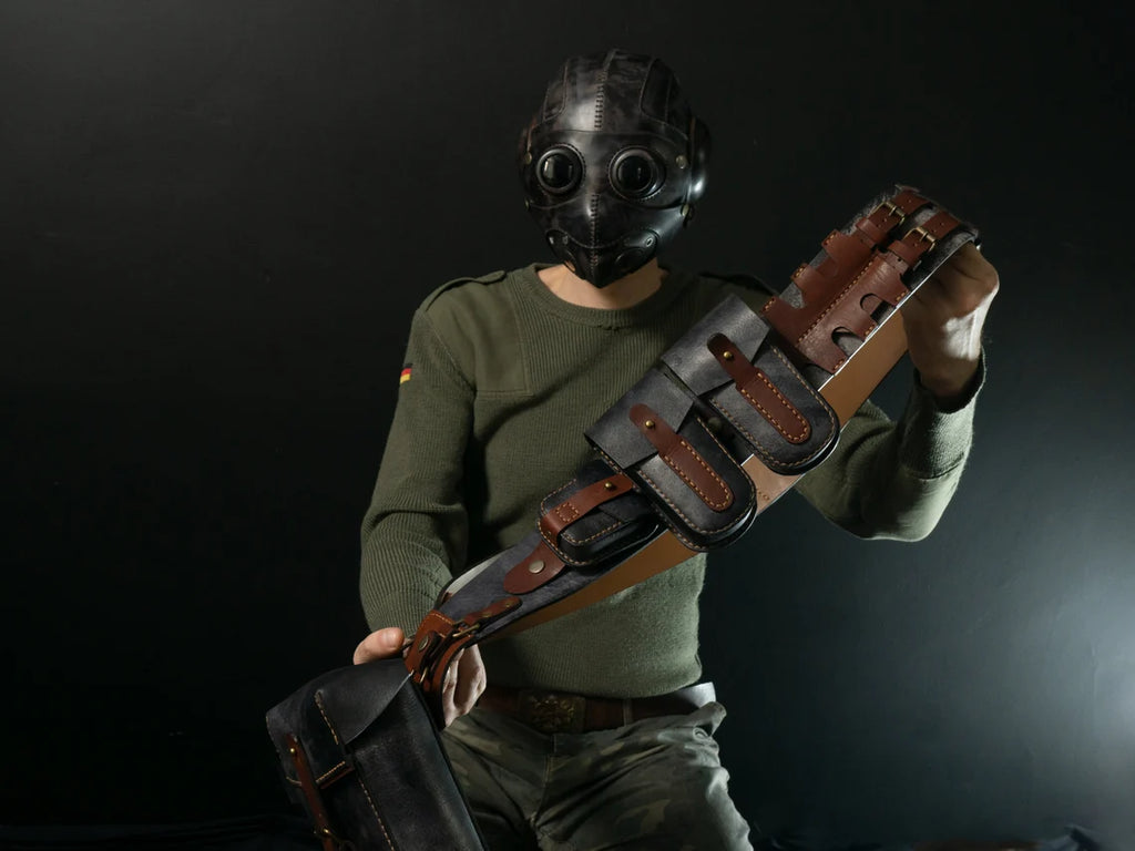 Steampunk Leather Bandolier Gray