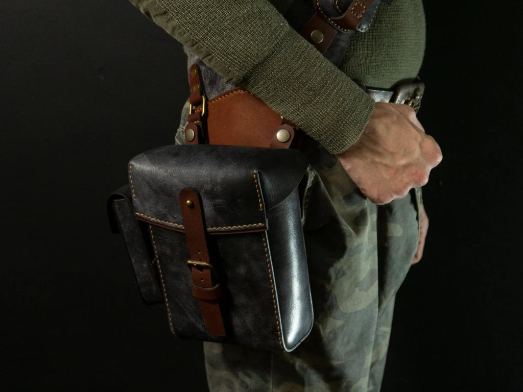 Steampunk Leather Bandolier Gray