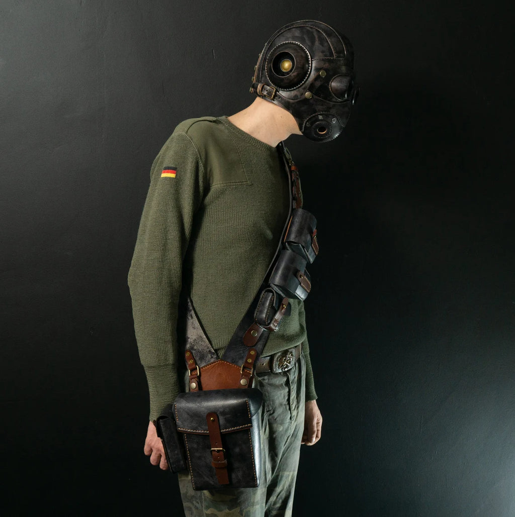 Steampunk Leather Bandolier Gray