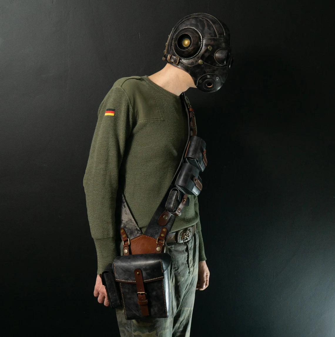 Steampunk Leather Bandolier Gray