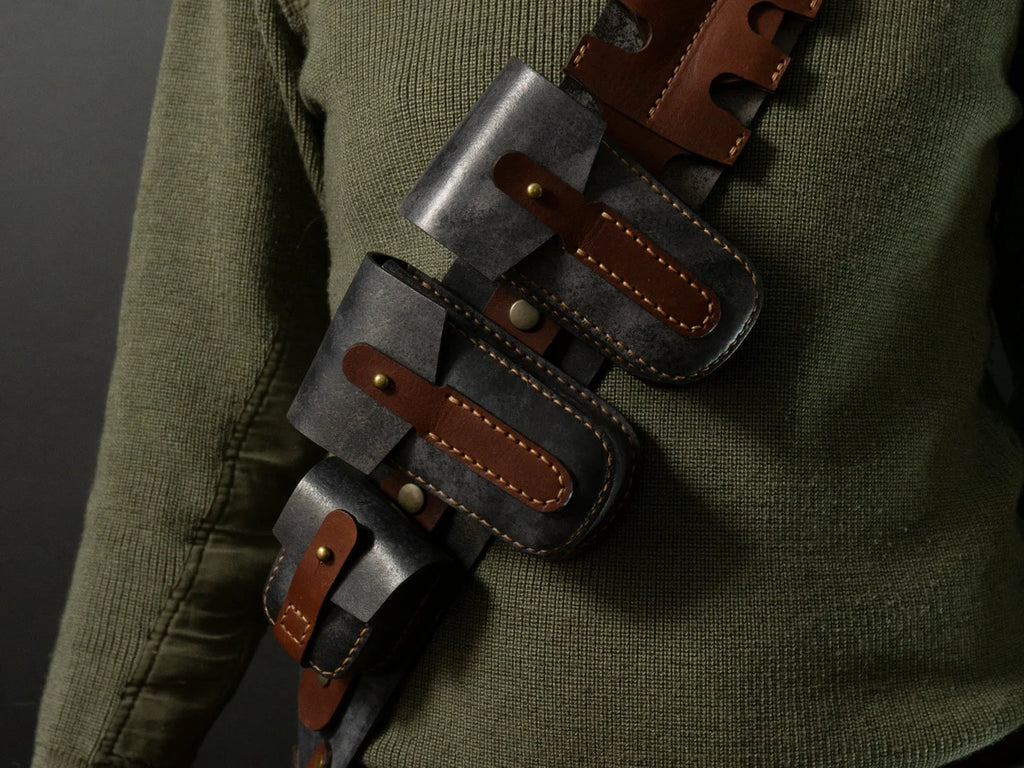 Steampunk Leather Bandolier Gray