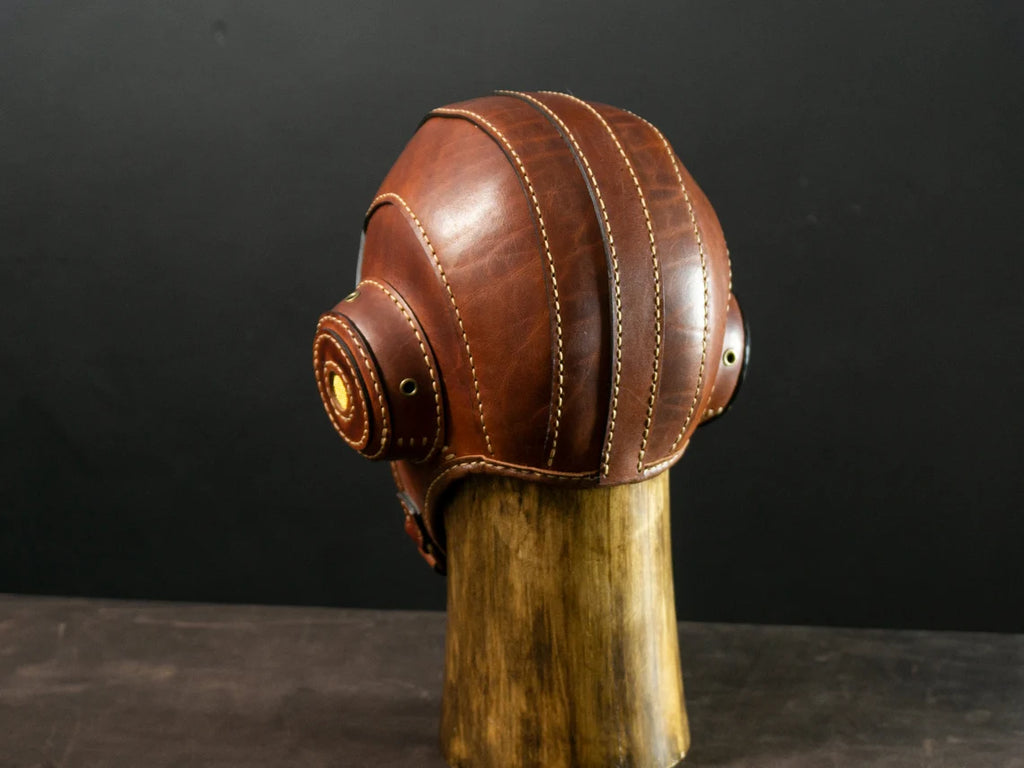 Brown Leather Aviator Cap – Handmade Flight Helmet