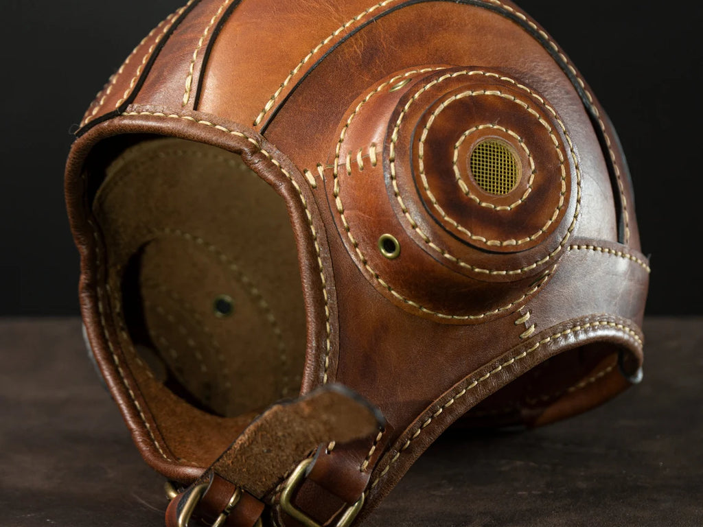 Brown Leather Aviator Cap – Handmade Flight Helmet