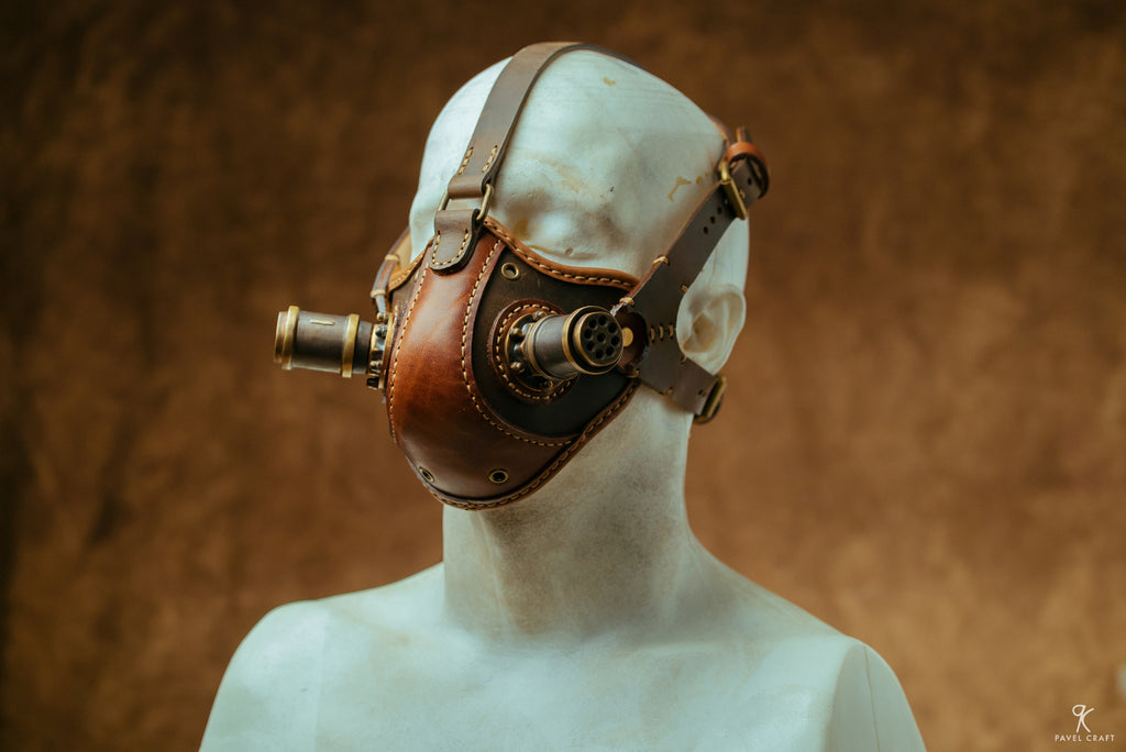Handmade Steampunk Leather Respirator-Style Mask