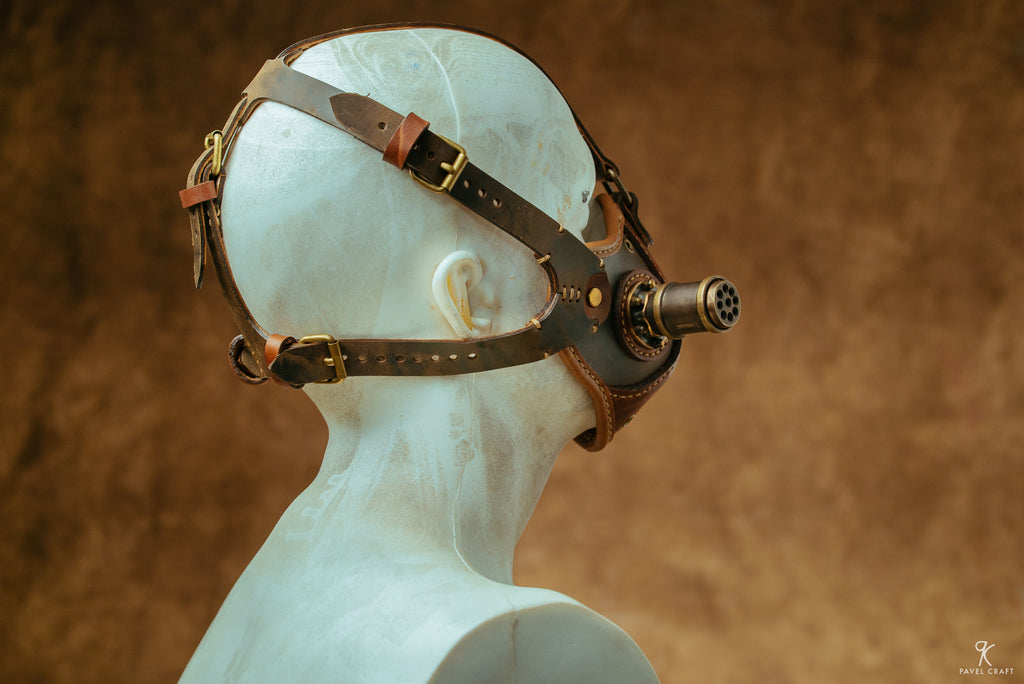 Handmade Steampunk Leather Respirator-Style Mask