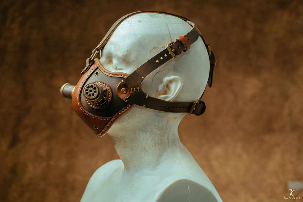 Handmade Steampunk Leather Respirator-Style Mask
