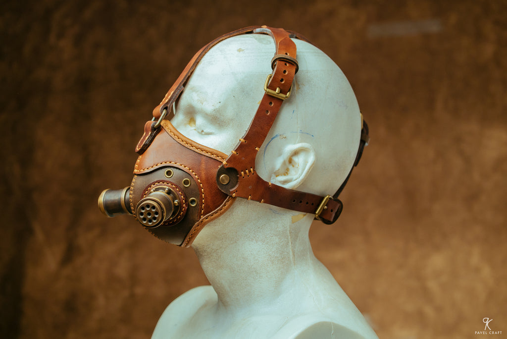 Handmade Steampunk Leather Respirator-Style Mask