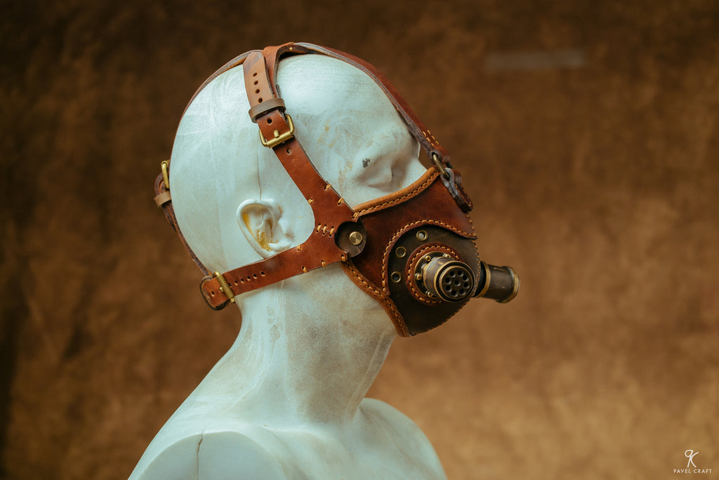 Handmade Steampunk Leather Respirator-Style Mask