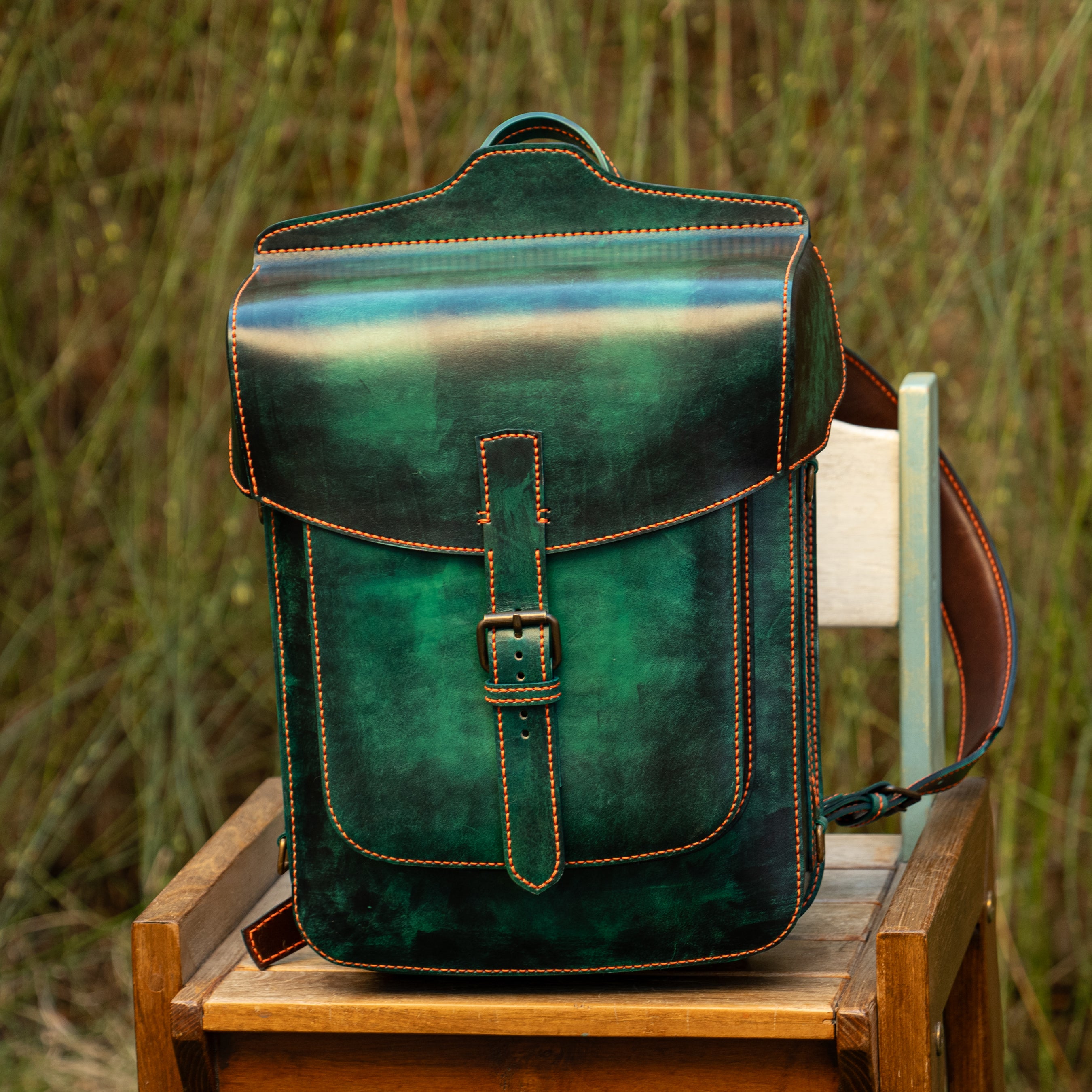 Emerald Handcrafted Leather Backpack