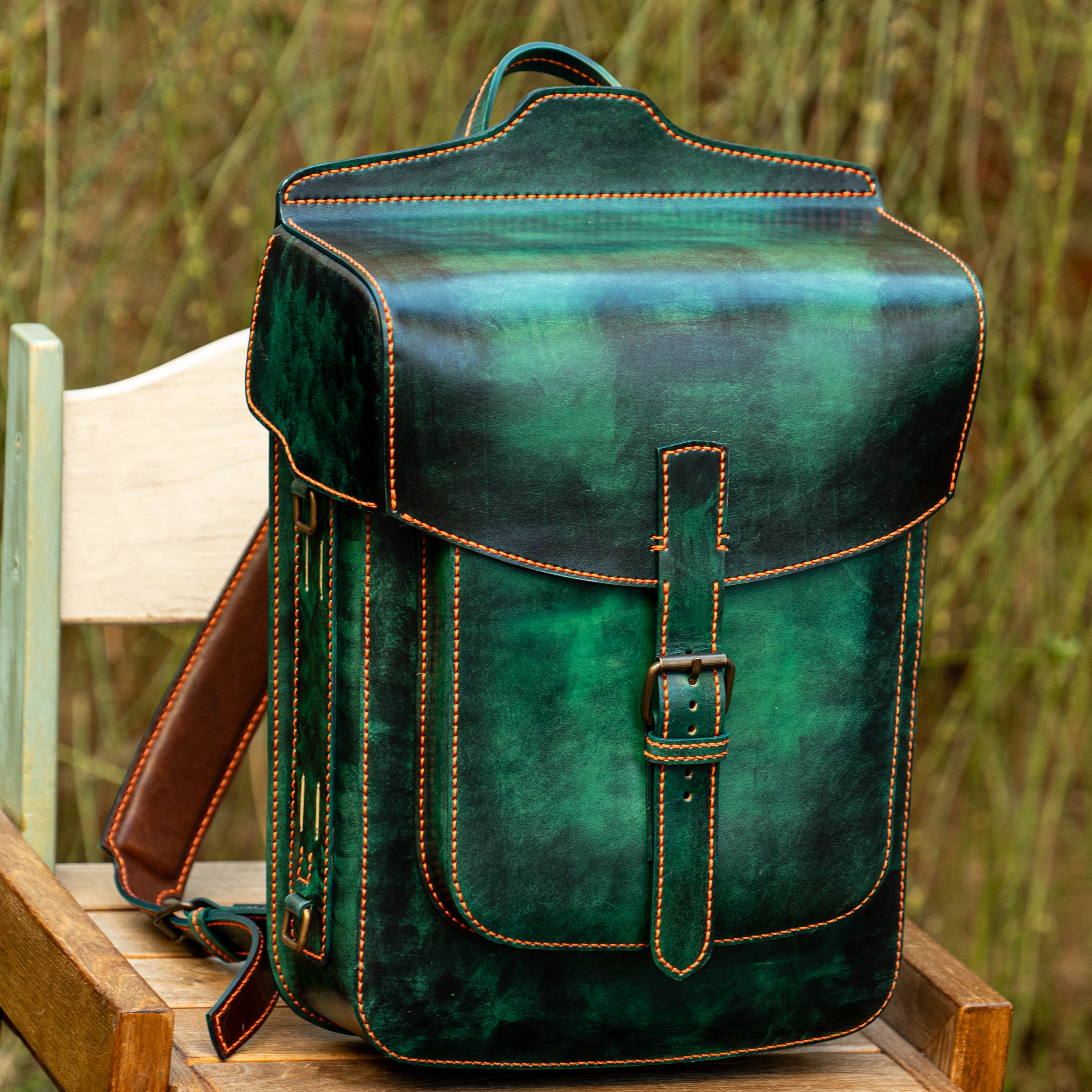 Emerald Handcrafted Leather Backpack