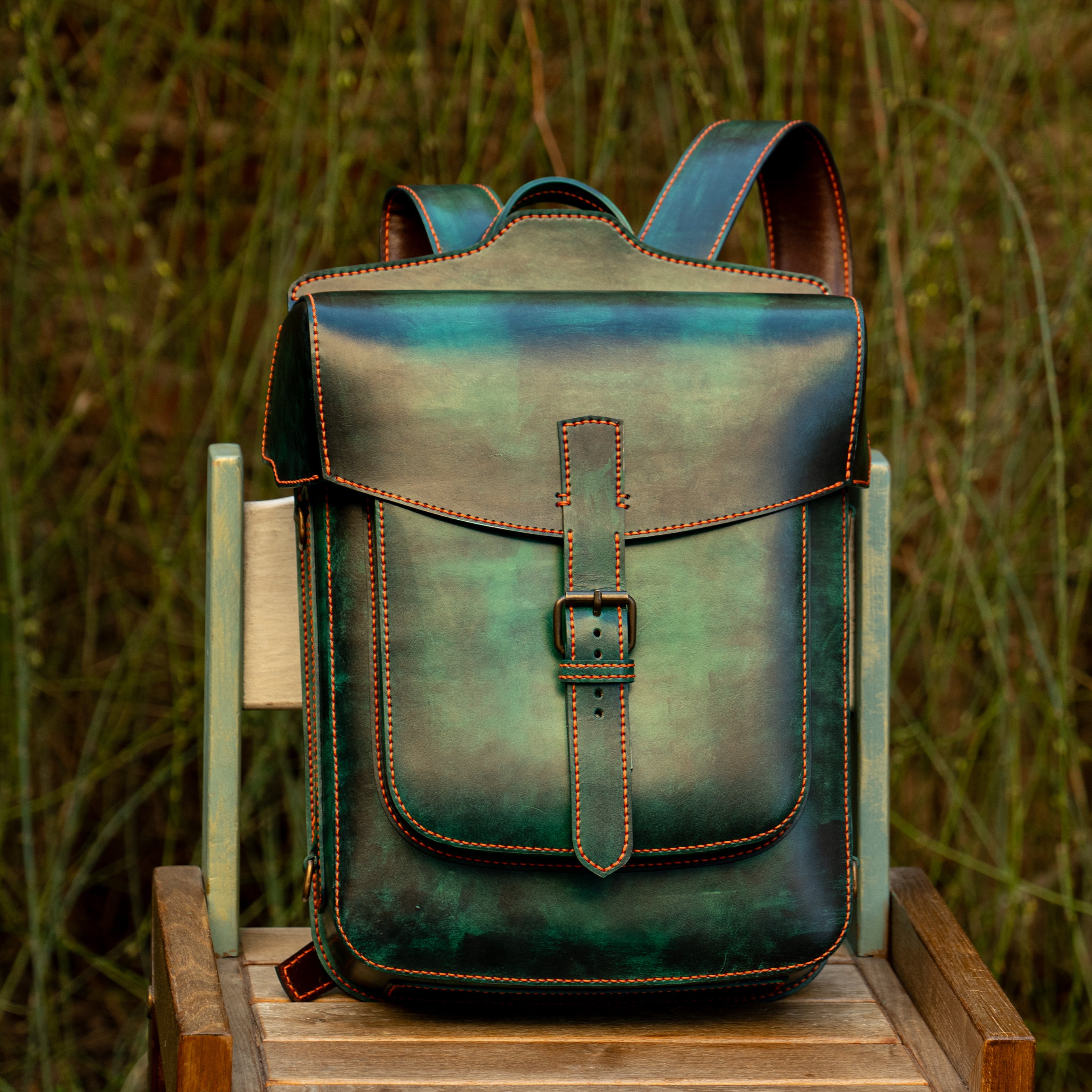 Emerald Handcrafted Leather Backpack