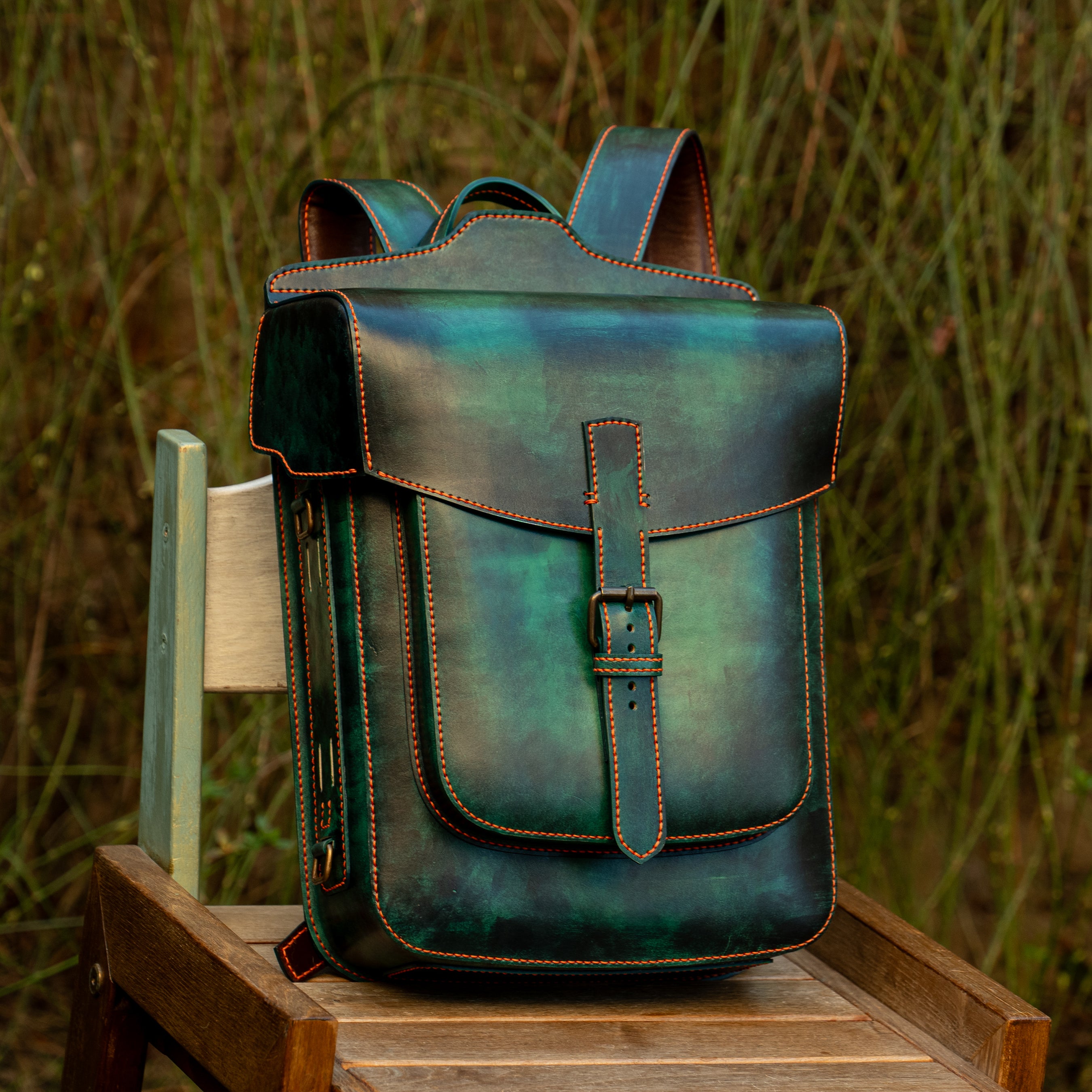 Emerald Handcrafted Leather Backpack