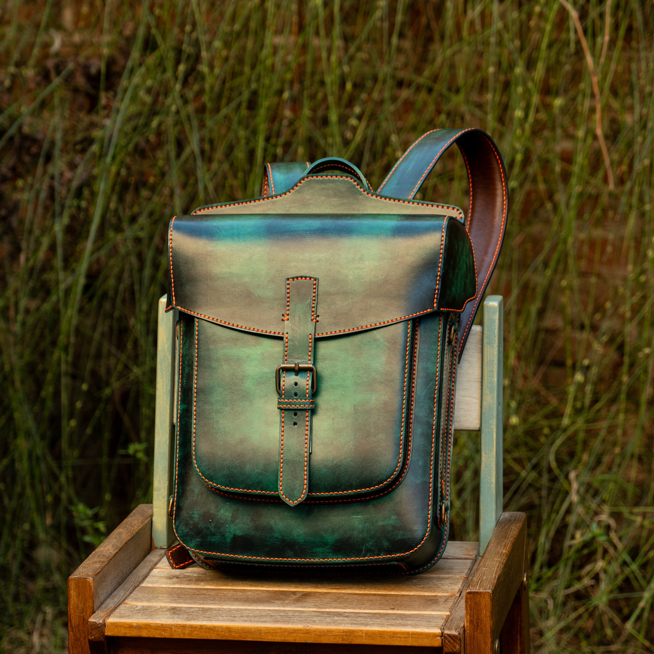 Emerald Handcrafted Leather Backpack