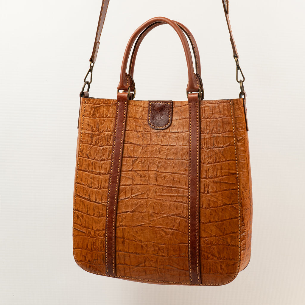 Isabella Croc-Embossed Leather Tote Bag