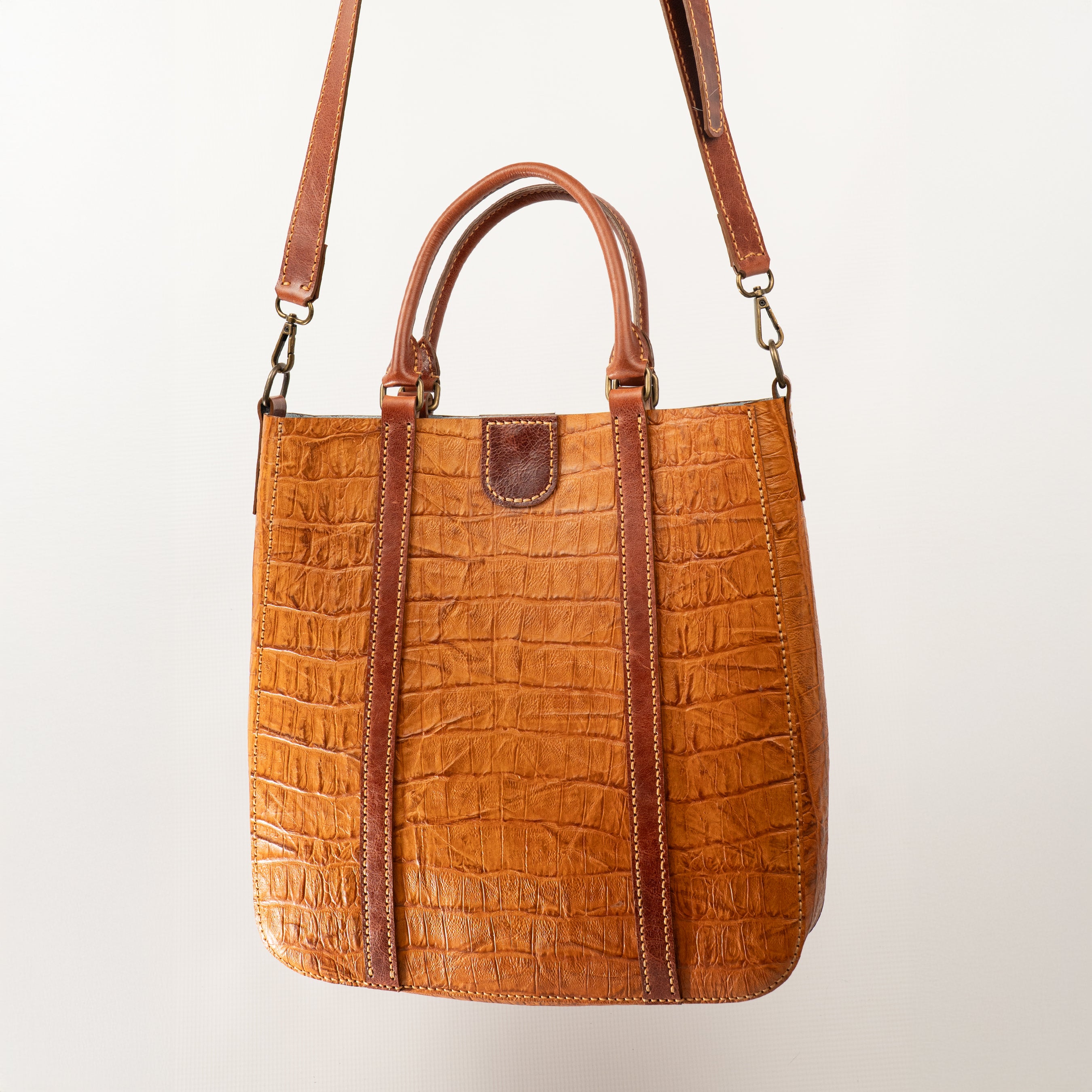 Isabella Croc-Embossed Leather Tote Bag