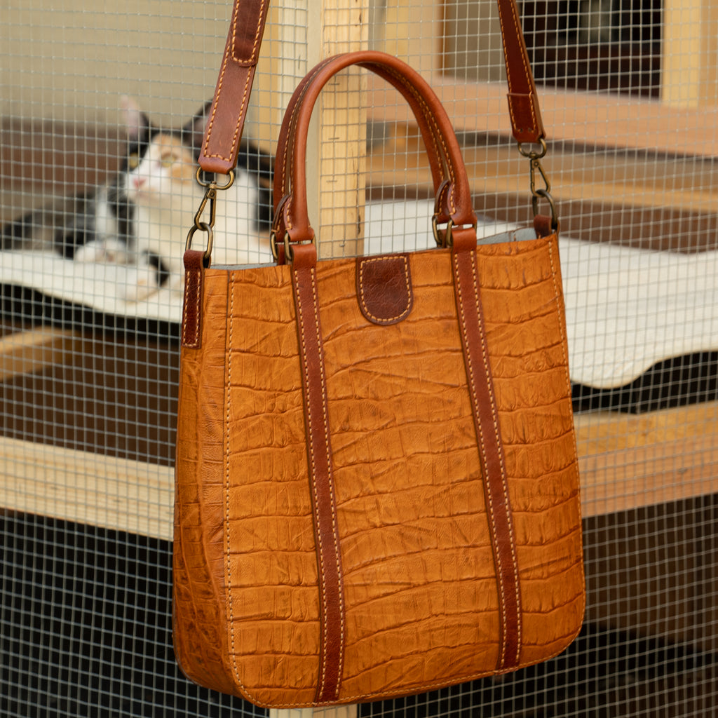 Isabella Croc-Embossed Leather Tote Bag