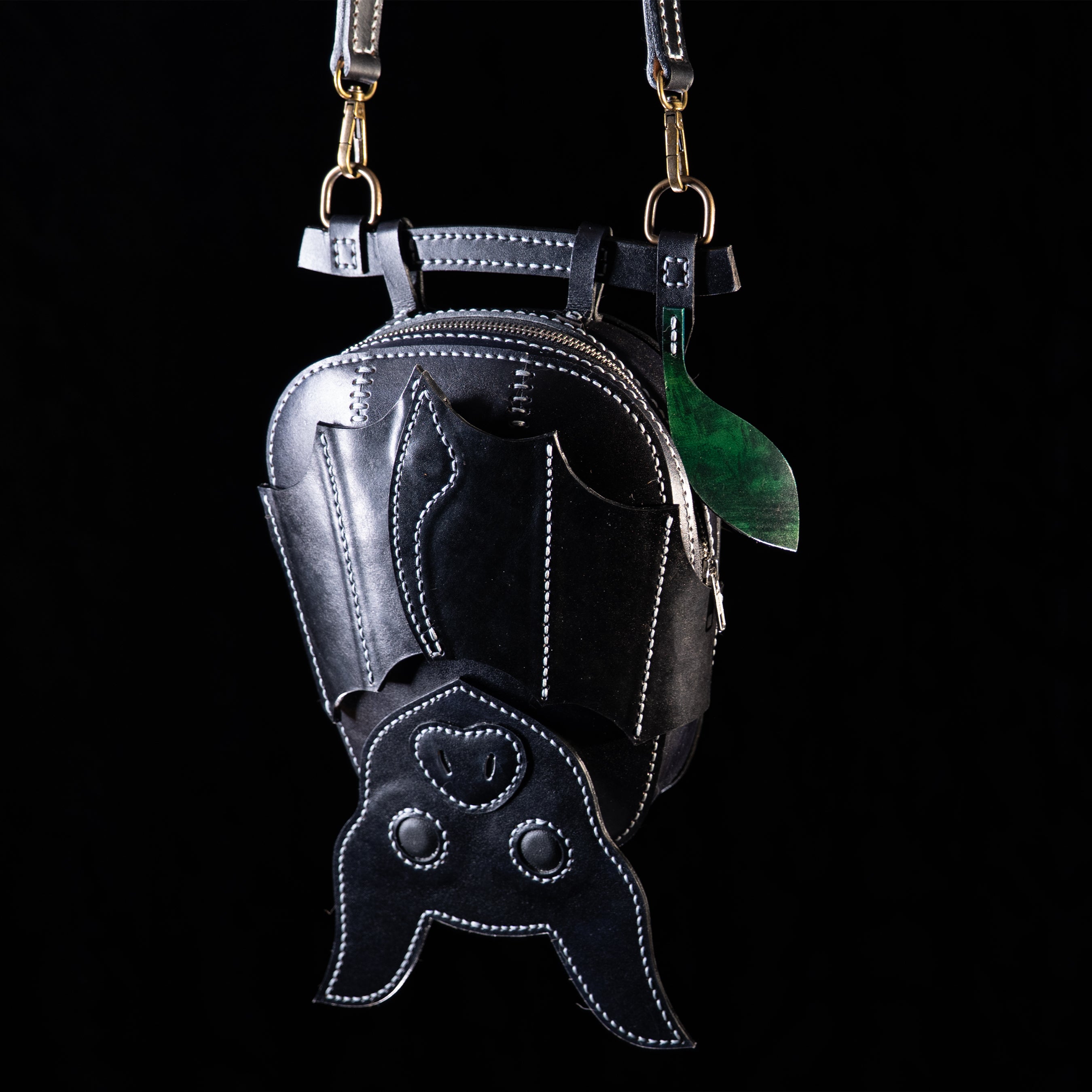 Bat Shaped Leather Bag Black
