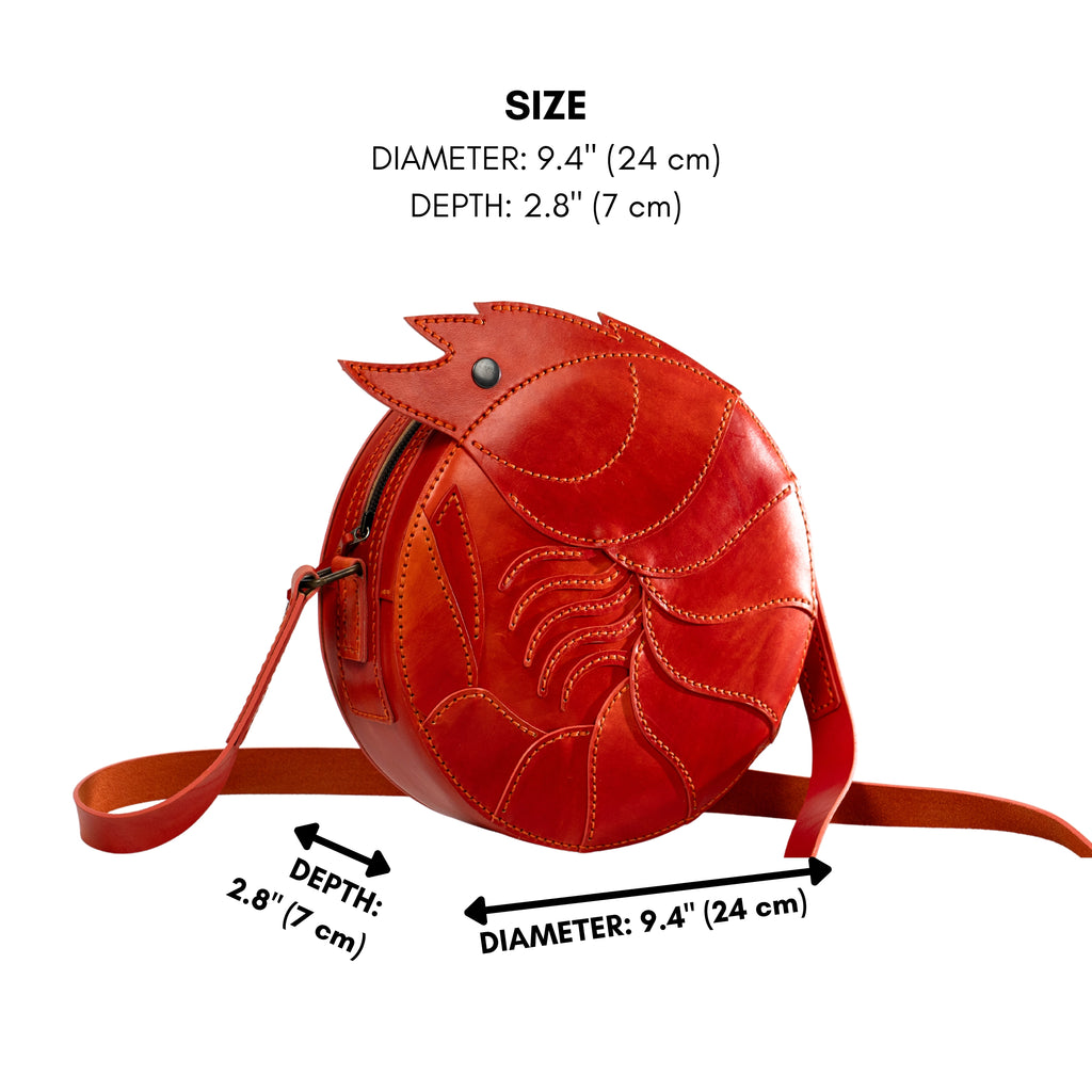 Hand-Painted Shrimp Leather Bag