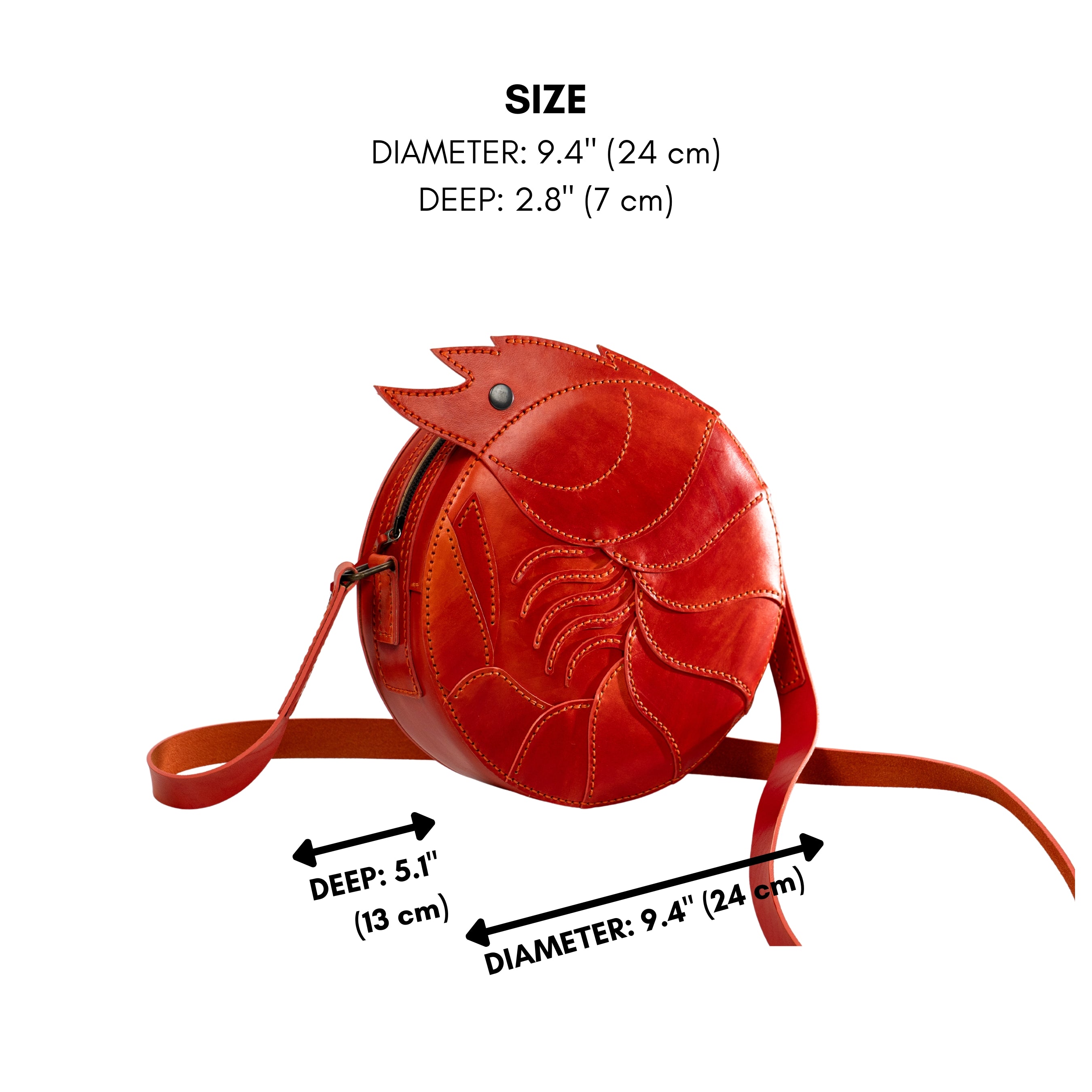 Hand-Painted Shrimp Leather Bag