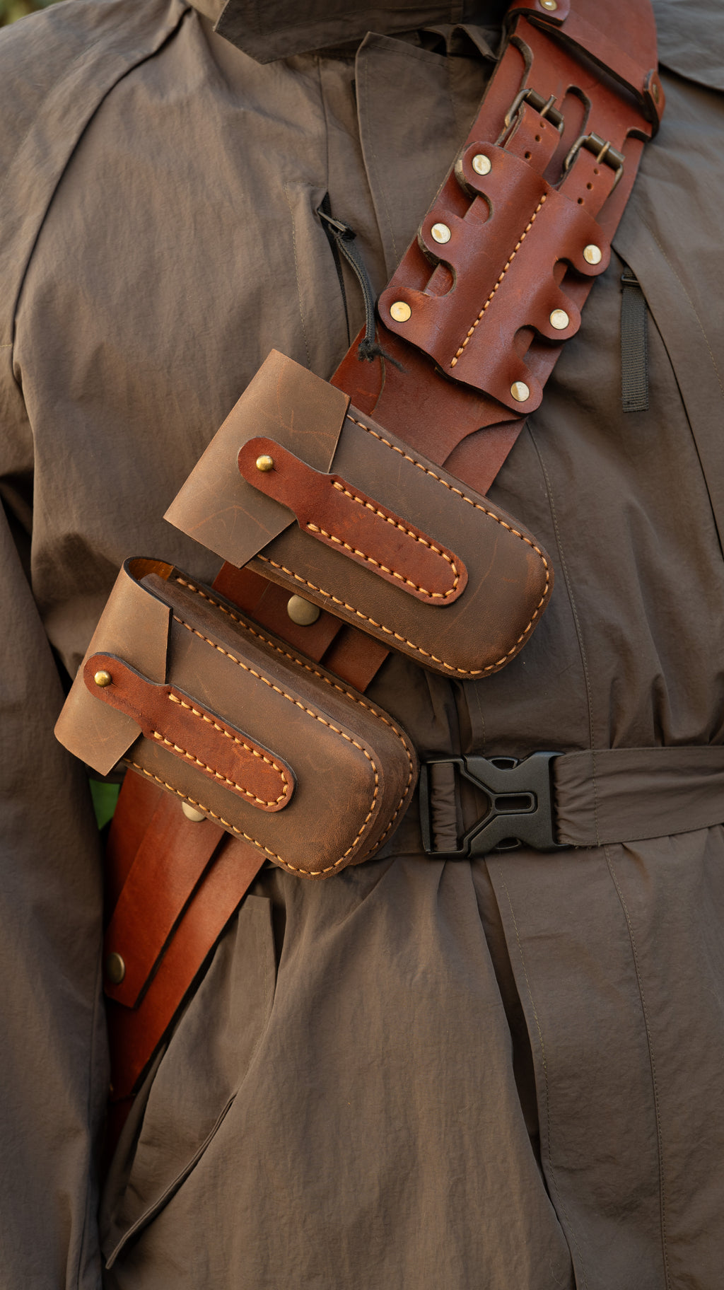 Steampunk Leather Bandolier Brown