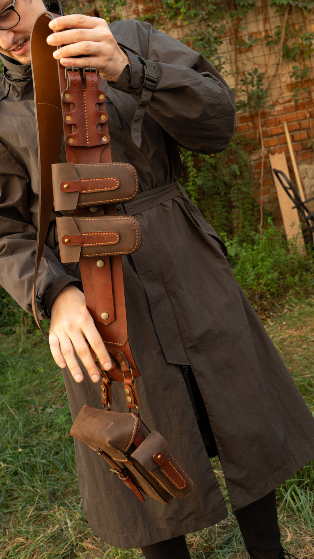 Steampunk Leather Bandolier Brown