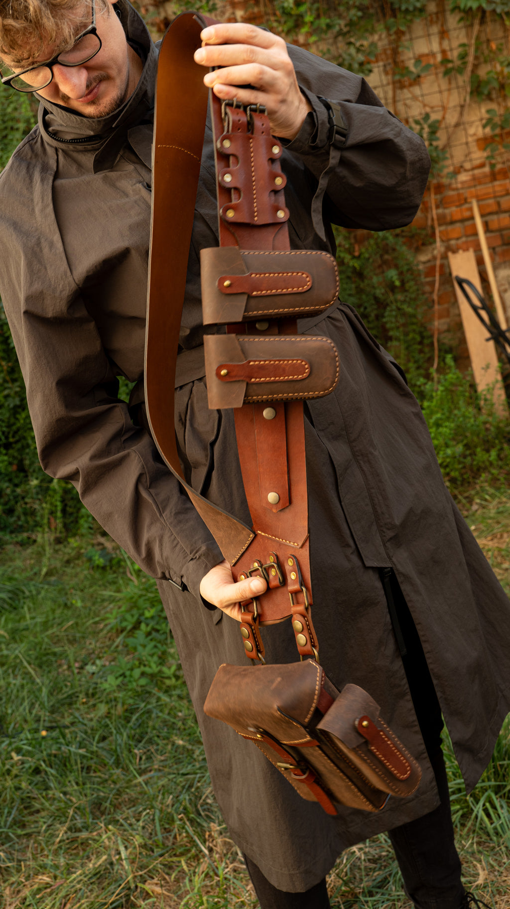 Steampunk Leather Bandolier Brown