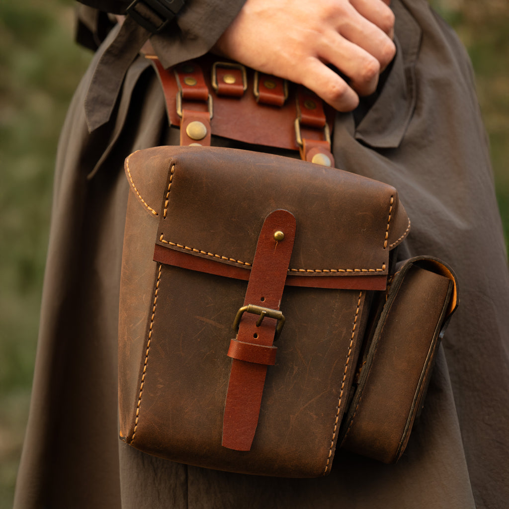 Steampunk Leather Bandolier Brown