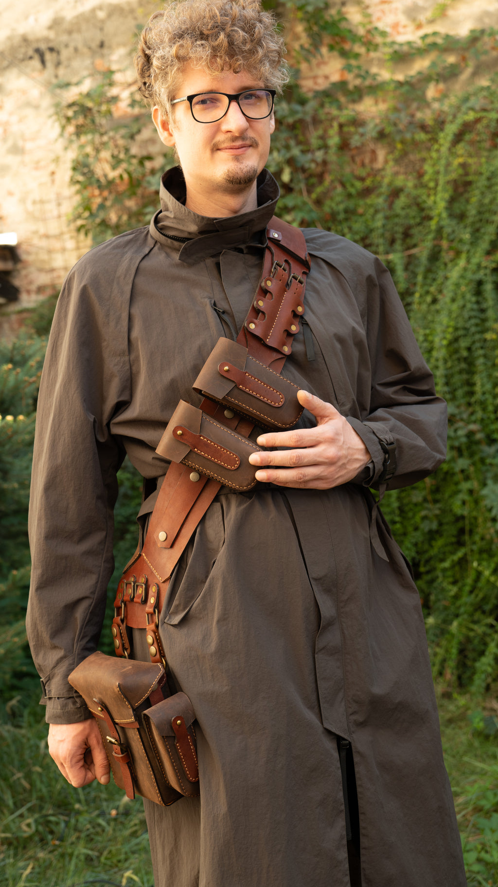 Steampunk Leather Bandolier Brown