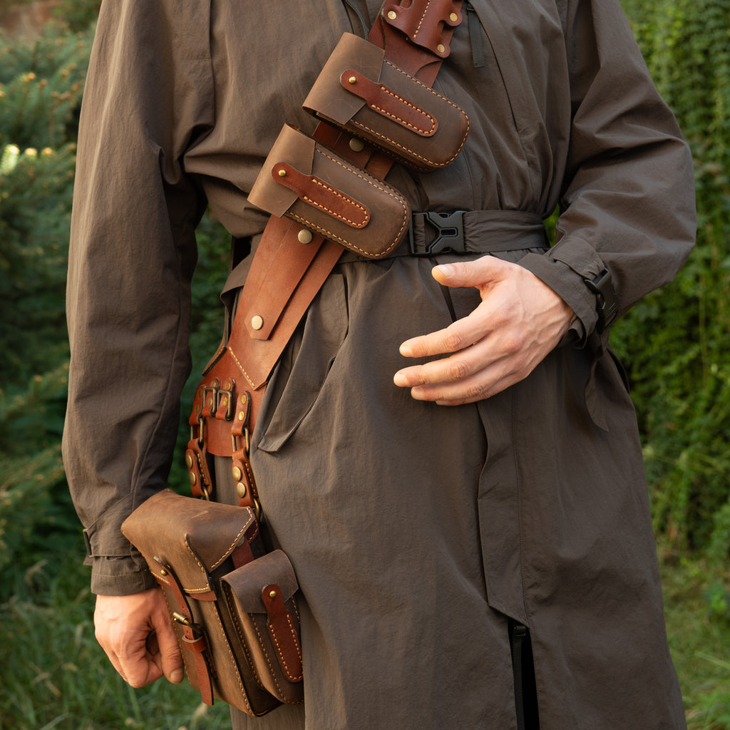 Steampunk Leather Bandolier Brown